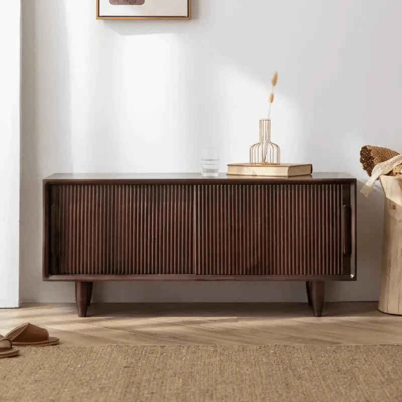 Rustic Wood Shoe Storage Bench with Sliding Doors