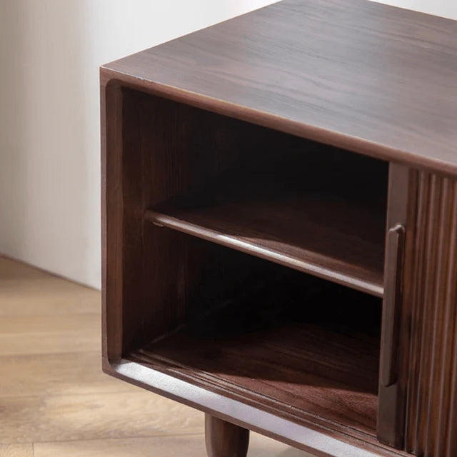 Rustic Wood Shoe Storage Bench with Sliding Doors
