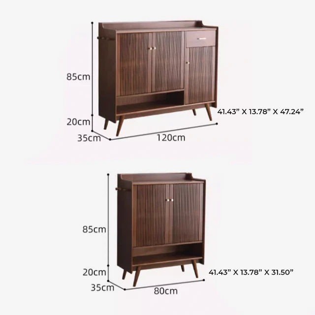 Rustic Wood Shoe Storage Bench with Sliding Doors