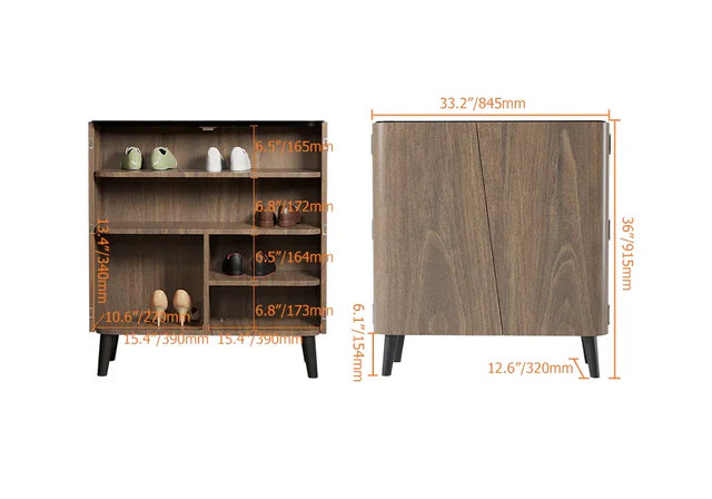 Modern Wooden Shoe Cabinet with Multi-Compartment Storage & Ventilation Design