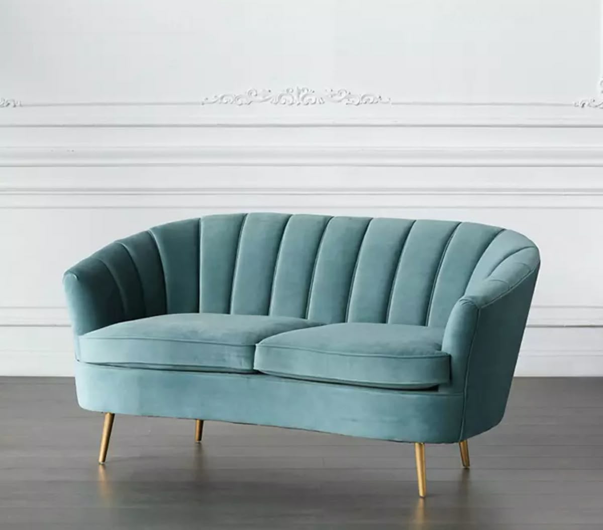 Wooden 2 Seater Sofa For Living Room (Light Blue)