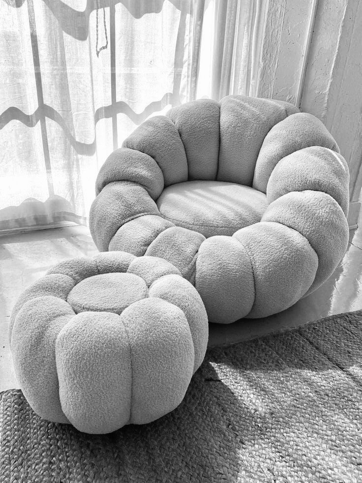 Phirkcraft Stool Chair Creative Round Pumpkin Stool Living Room Floor Sofa Chair Lamb Fleece Sofa Ottoman Stools Low Pouffe Footrest Stools Modern Stool