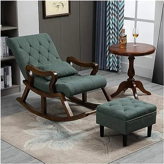 handmade green color rocking chair aaram kursi