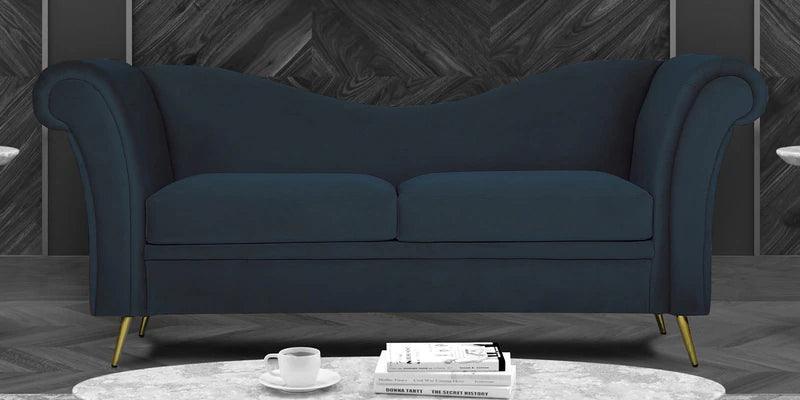 Wooden 2 Seater Sofa For Living Room (Dark Blue)