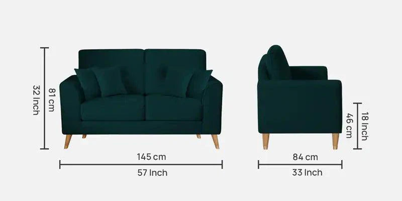Wooden 2 Seater Sofa For Living Room (Green)