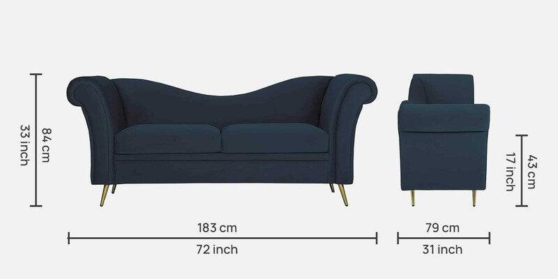 Wooden 2 Seater Sofa For Living Room (Dark Blue)