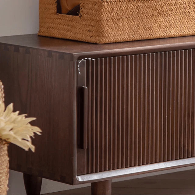 Rustic Wood Shoe Storage Bench with Sliding Doors