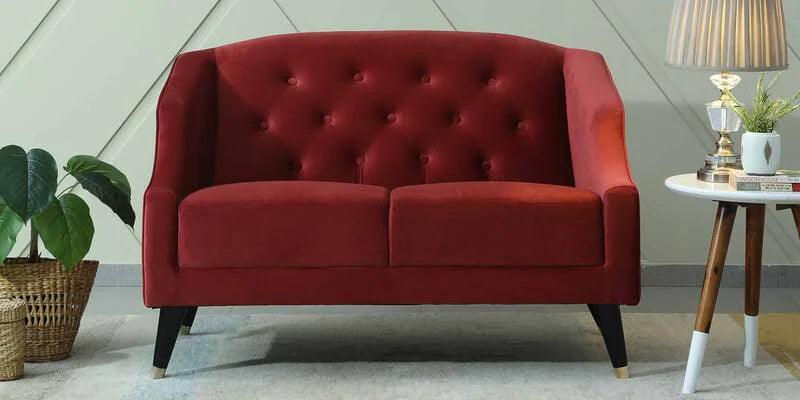 Wooden 2 Seater Sofa For Living Room (Red)